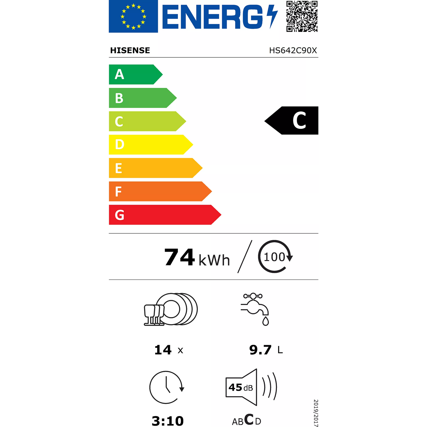 Lave-vaisselle 60 cm Hisense HS642C90X – 14 couverts