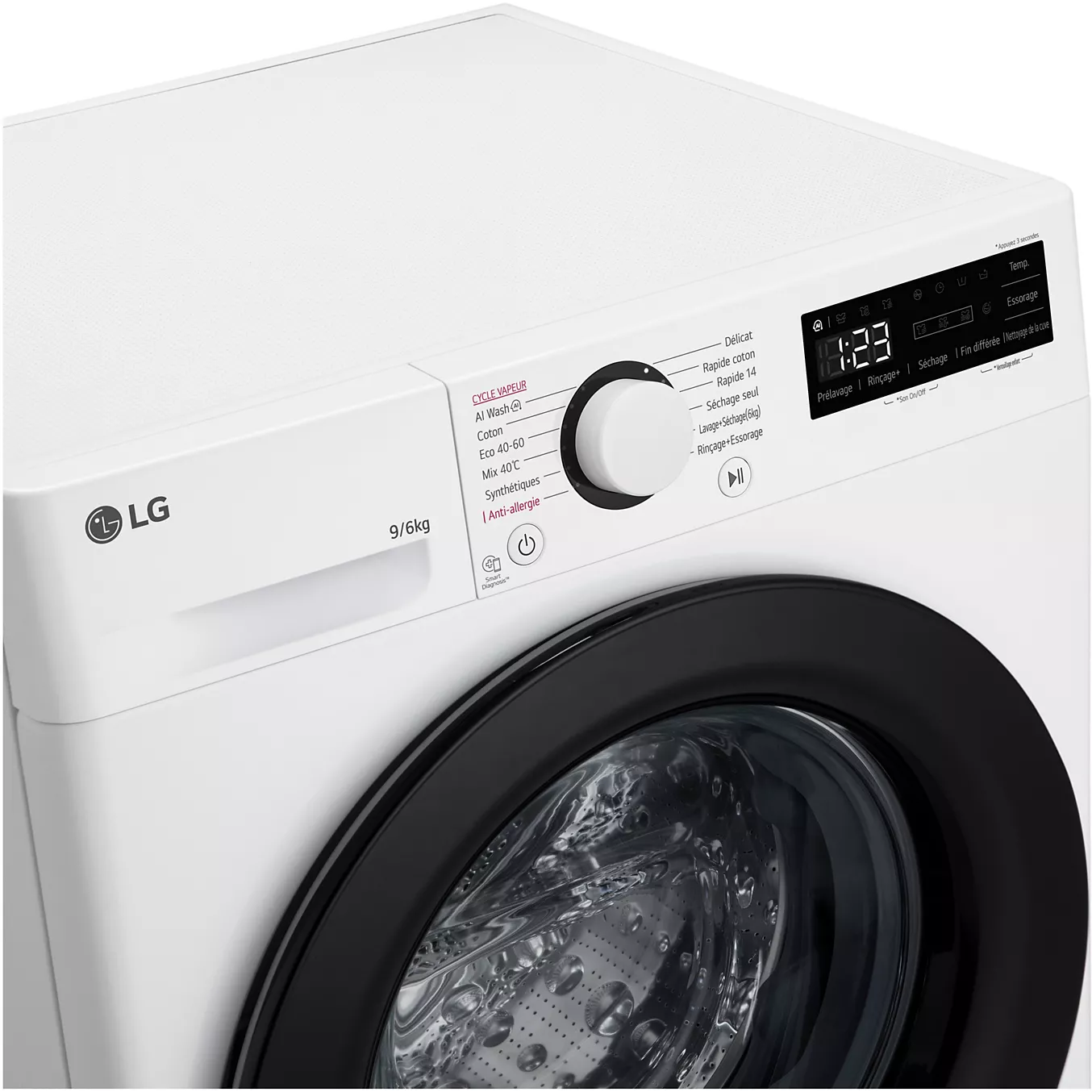 Lave-linge séchant hublot LG F964R35WRS – 9 kg / 6 kg